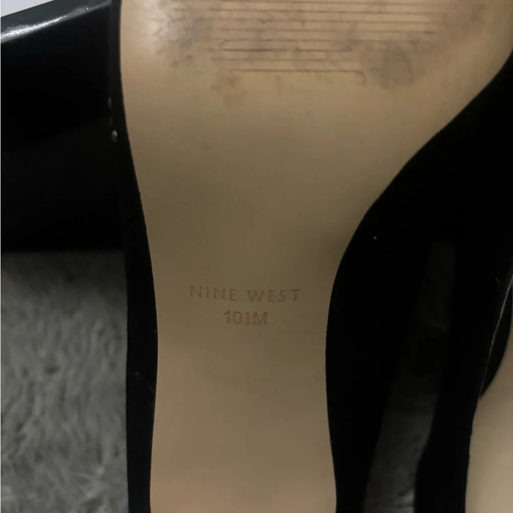Nine West Black Pointed-Toe Flats with Stud Accent